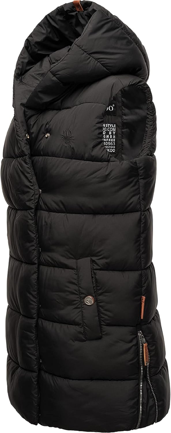 Navahoo warme Damen Winter Steppweste lang mit Kapuze Madilynaa XS-XXL M Schwarz, M Schwarz