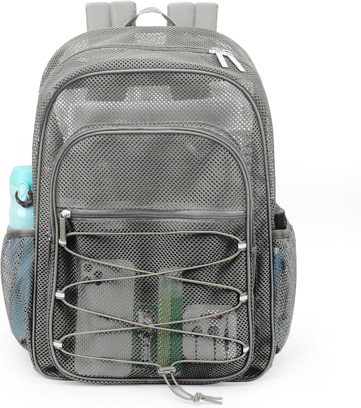 TINYAT Rucksack für Damen und Herren, transparent, Netzstoff, robust, für Strand, Reisen, Fitnessstu