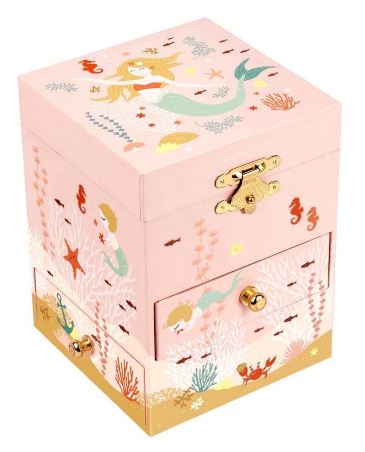 Trousselier 6260200 Schmuckbox für Kinder, Meerjungfrau, rosa Schmuckkästchen mit Musik und Schublad