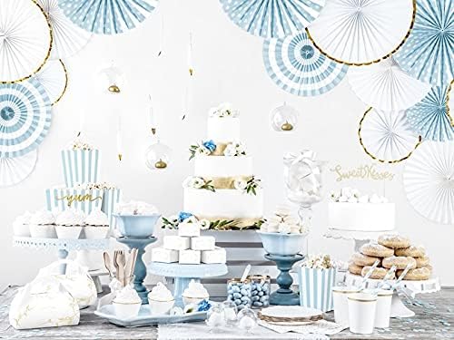 PartyDeco Popcorn-Boxen für Süssigkeiten, weiss/blau und hellblau