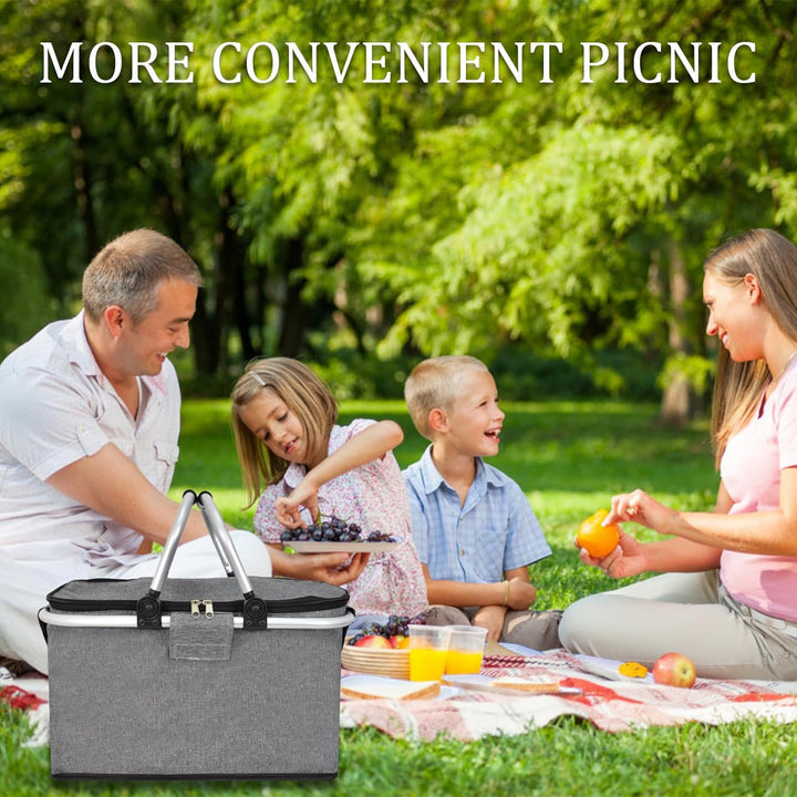 Faltbare Picknickkörbe, 20 L Grosse Kapazität Zusammenklappbare Kühltasche Isoliertasche Einkaufskör