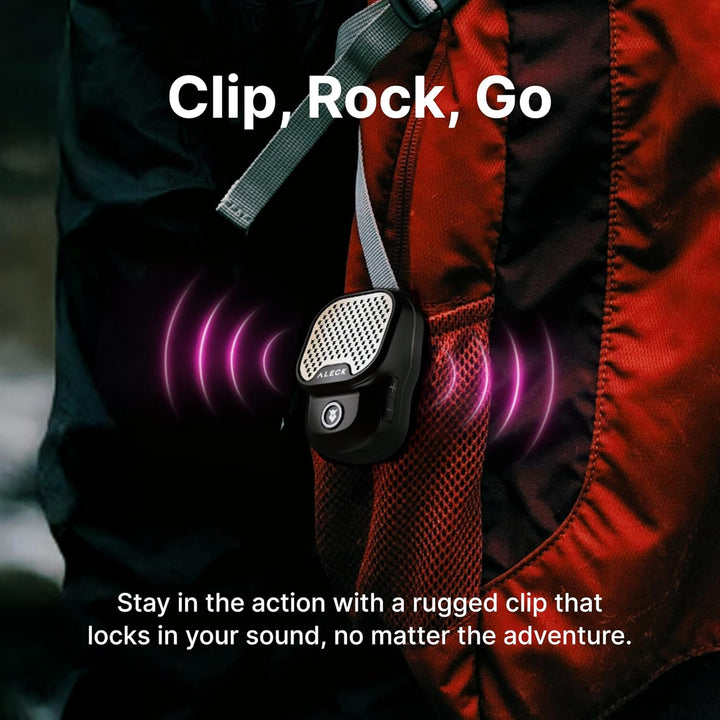 ALECK ROX Tragbarer Bluetooth-Lautsprecher 5.3, tragbar, kabellos, mit Clip für 32 Stunden Wiedergab