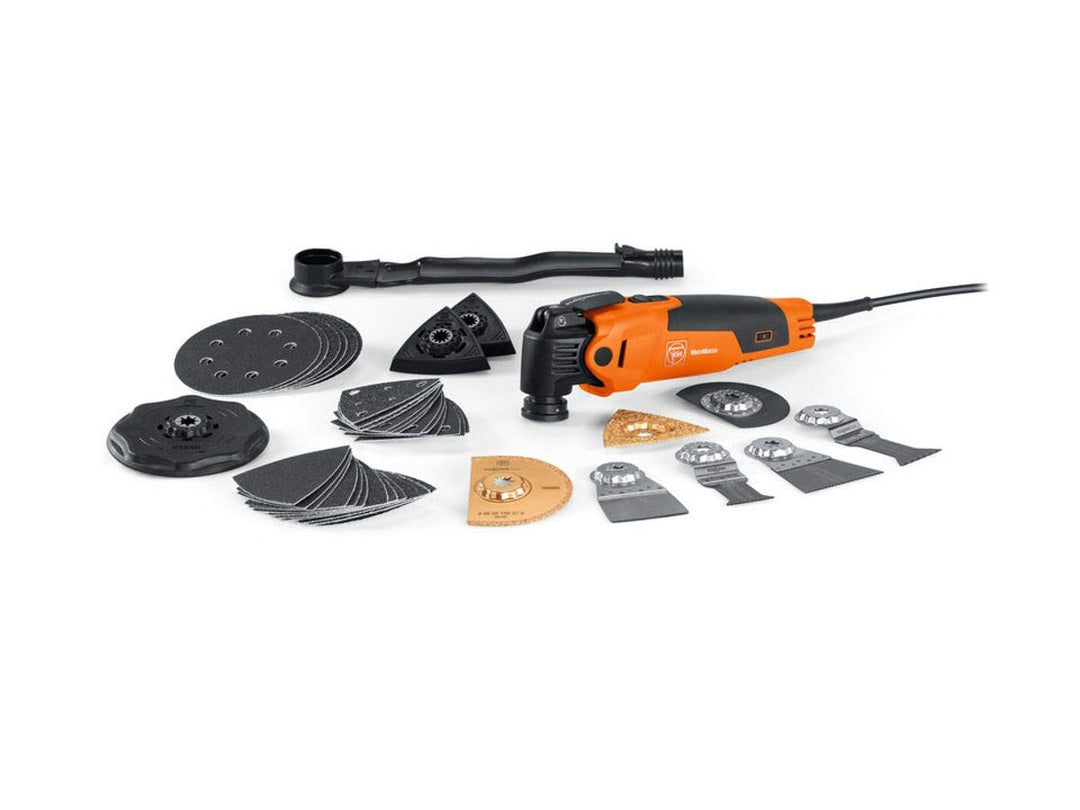 Fein Multimaster Set Top (Multitool FMM 350 QSL, Schleif-, Sägeblätter, Spachtel, Raspel, usw.; 350