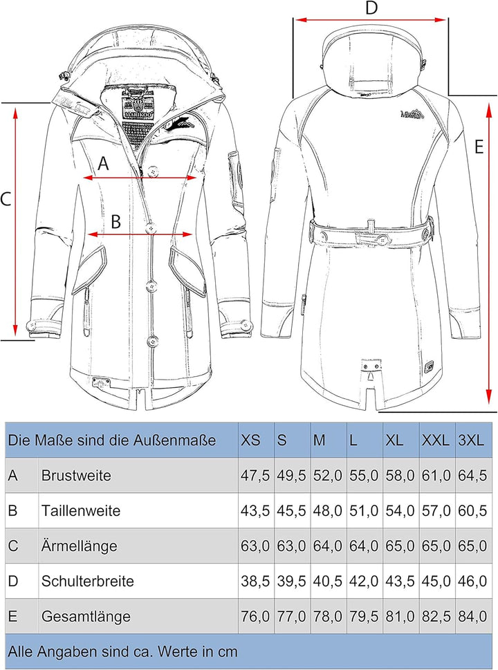 MARIKOO Damen Outdoor Parka Kurzmantel Outdoor Mantel wasserdicht mit Kapuze Soulinaa XS Amber Yello