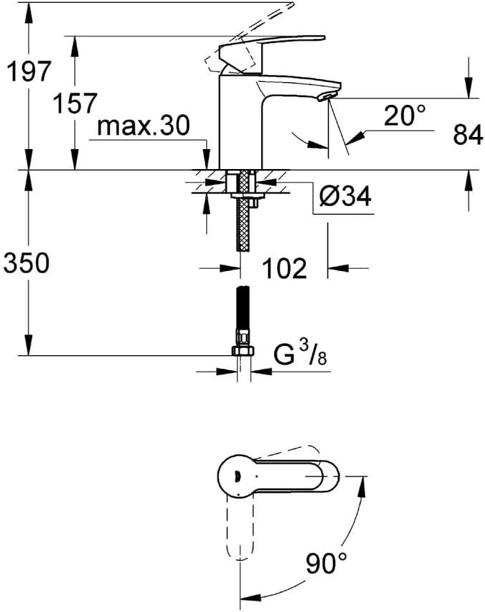 Grohe 2337320E Eurostyle Cosmopolitan Waschtischarmatur, Chrom, Chrom