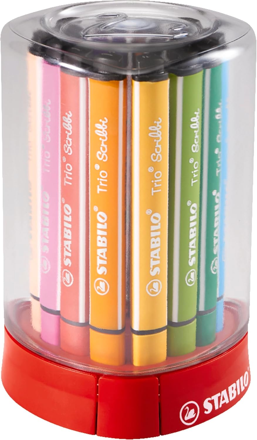 Gefederter Dreikant-Filzstift - STABILO Trio Scribbi - 12er Tischset - mit 12 verschiedenen Farben,