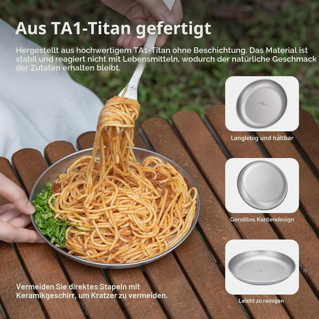 iBasingo Camping Titan Teller 18.5cm Servier Teller Party Ultraleichte Outdoor Picknick Metall Gesch
