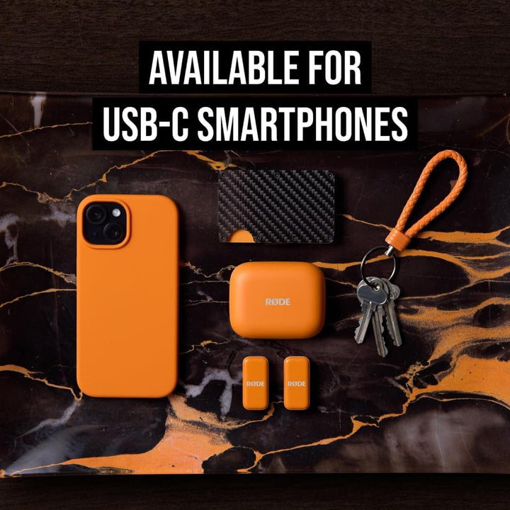 Rode Wireless Micro Drahtloses Mikrofon-System USB-C für Smartphones Orange mit keepdrum Mikrofasert