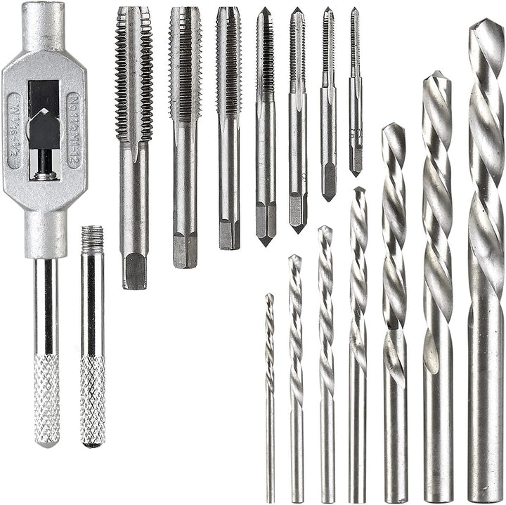AGT Gewindeschneider: Bohrer- &amp; Gewindebohrer-Set für Metall &amp; Kunststoff, HSS-G, 15-teilig (Gewinde