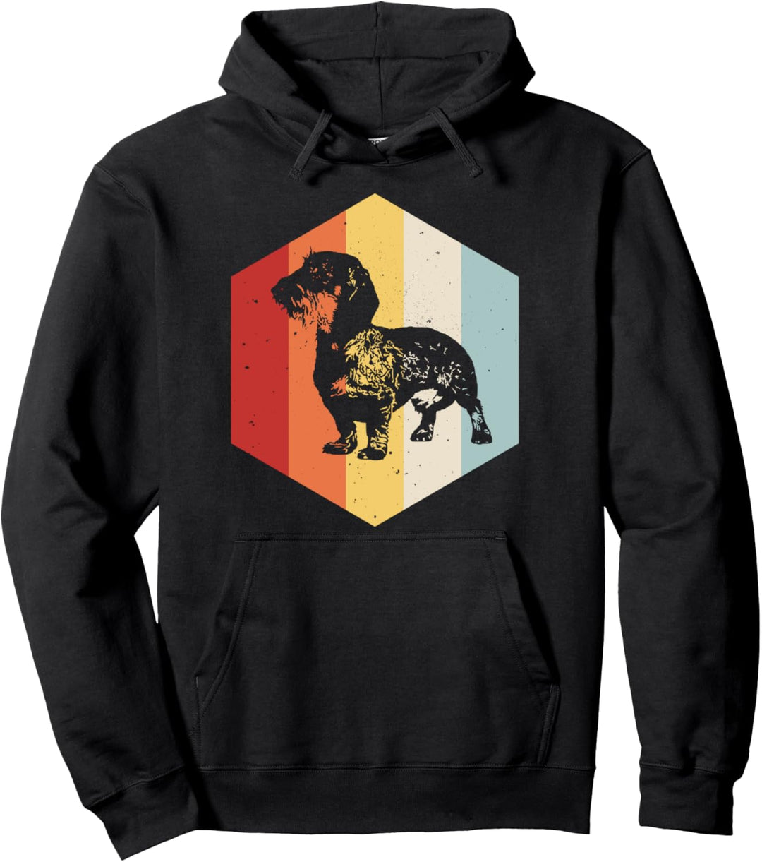 Retro Vintage Rauhaardackel Design Pullover Hoodie