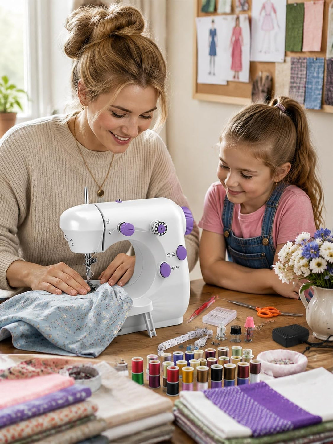 BRICH Mini-Nähmaschine für Anfänger & Kinder, tragbar, Erweiterungstisch | 2 Geschwindigkeiten, idea