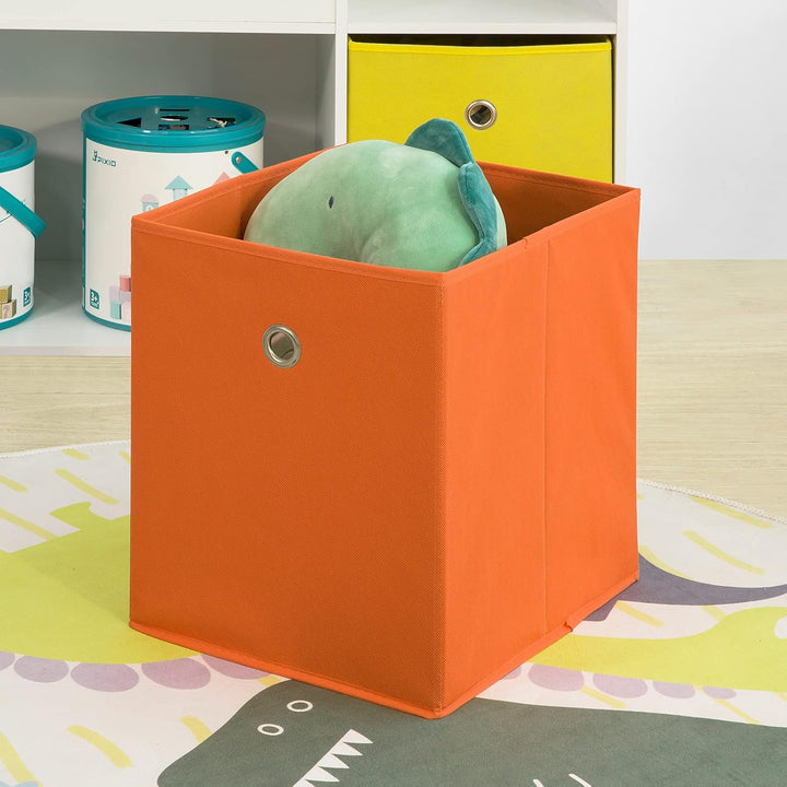 SoBuy KMB37-W Kinder Bücherregal Kinderregal mit 5 Ablagefächern und 2 Stoffboxen Spielzeugregal Auf