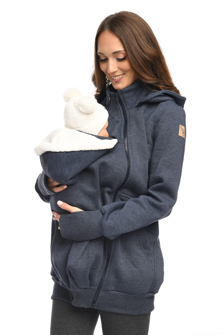 MijaCulture 3in1 Tragejacke Umstandspullover für Tragetuch für Babytrage Kängurujacke 4132 Jeans S,