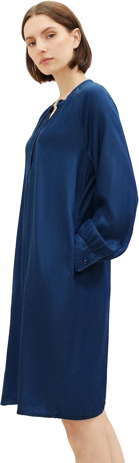 TOM TAILOR Damen Jeanskleid mit Taschen 38 10113-clean Mid Stone Blue Denim, 38 10113-clean Mid Ston