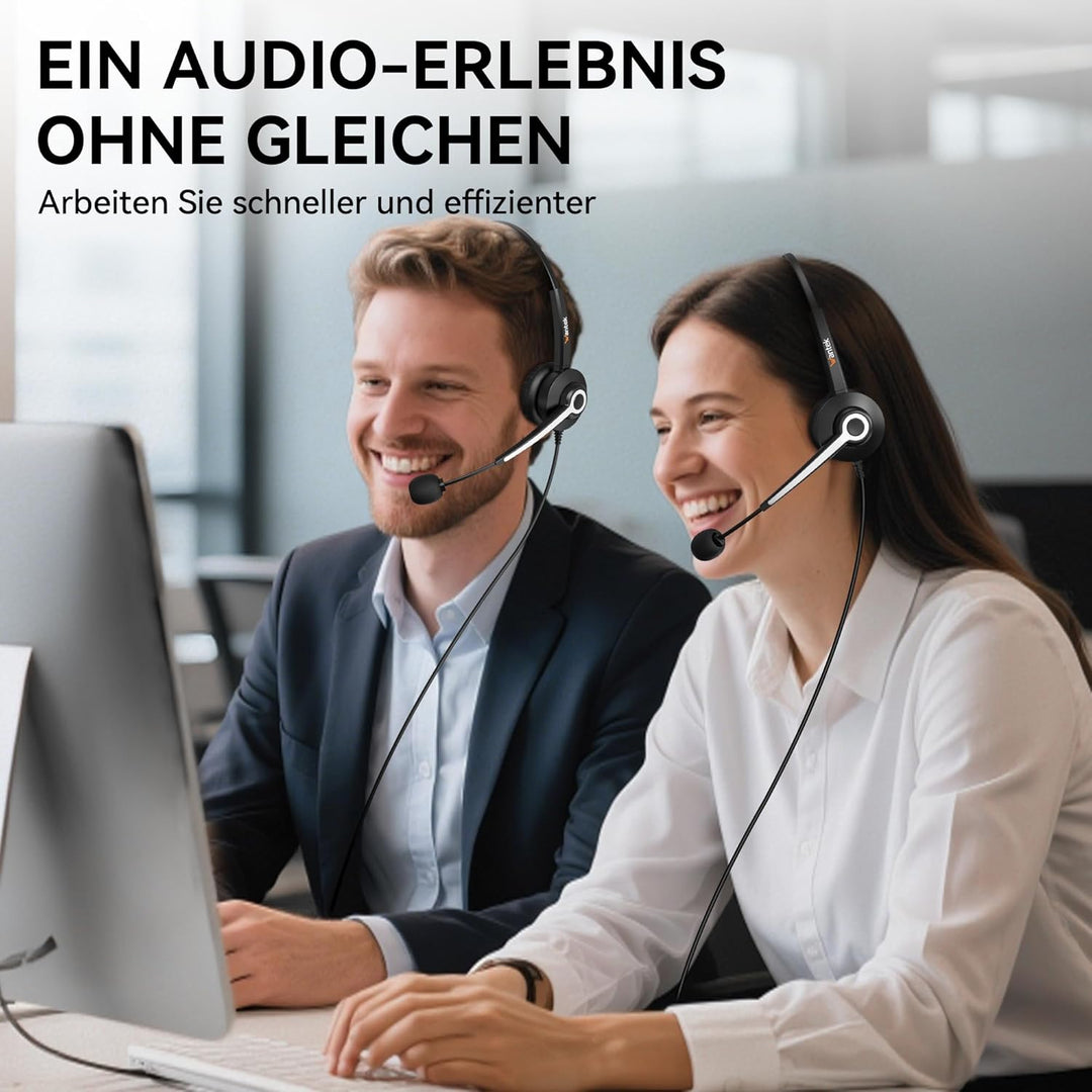 Wantek USB Headset mit Mikrofon für PC Laptop Büro, USB Stecker Typ-C Adapter Für Call Center Online