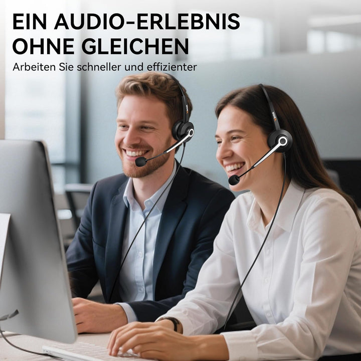 Wantek USB Headset mit Mikrofon für PC Laptop Büro, USB Stecker Typ-C Adapter Für Call Center Online