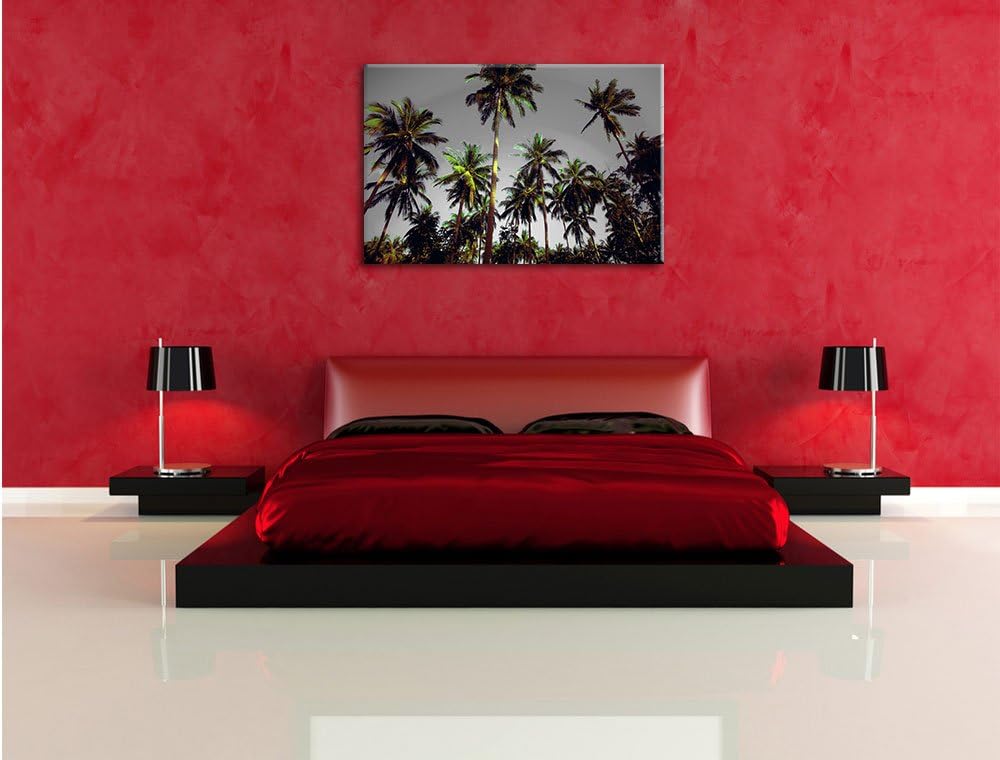 Pixxprint Tropische Palmen als Leinwandbild | Grösse: 100x70 cm | Wandbild | Kunstdruck | fertig bes