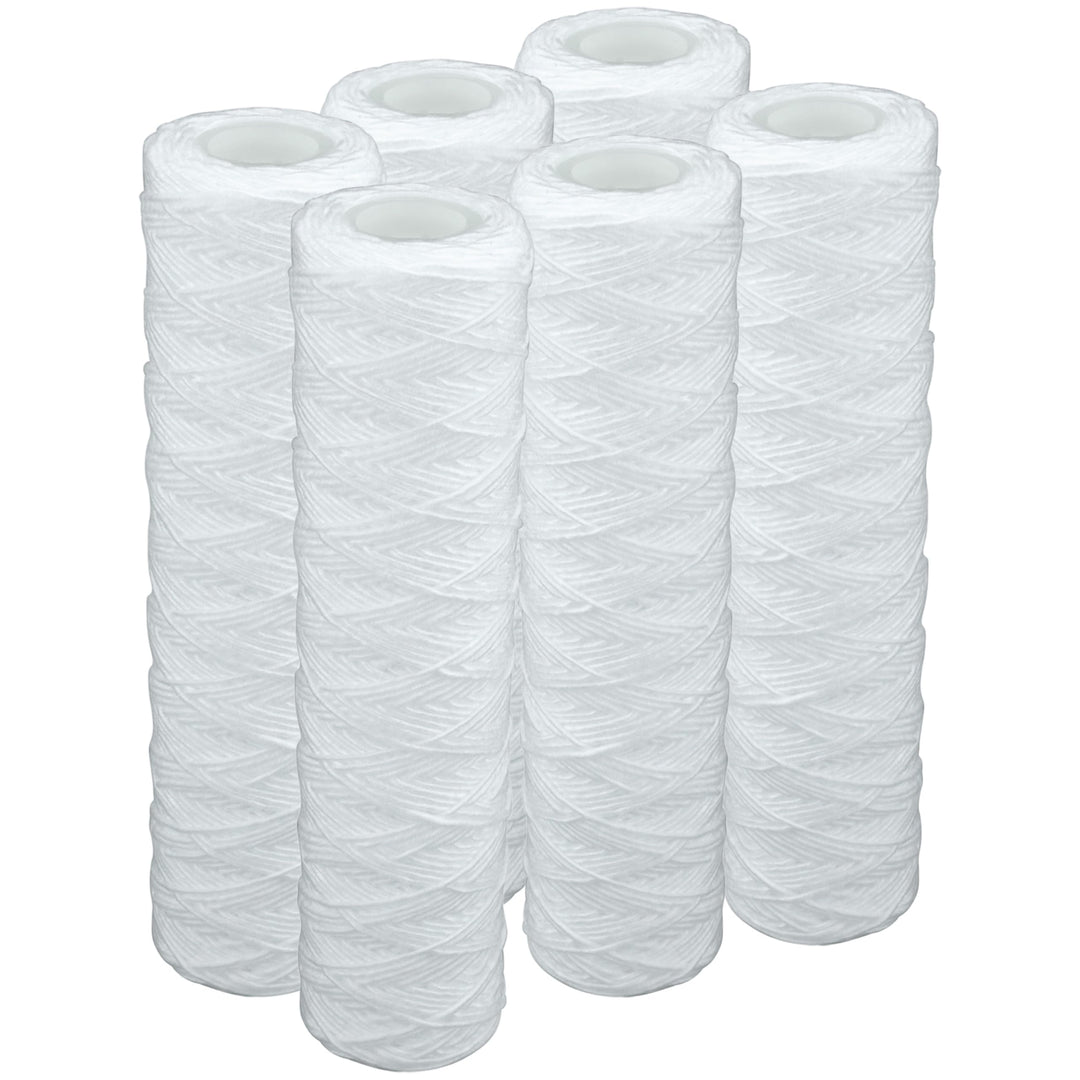 6x Faser- Filter Wasserfilter für 10 Zoll Filtergehäuse gewickelte Filtereinsatz 20µ Filterfeinheit