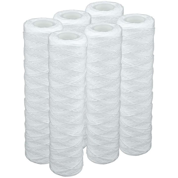 6x Faser- Filter Wasserfilter für 10 Zoll Filtergehäuse gewickelte Filtereinsatz 20µ Filterfeinheit