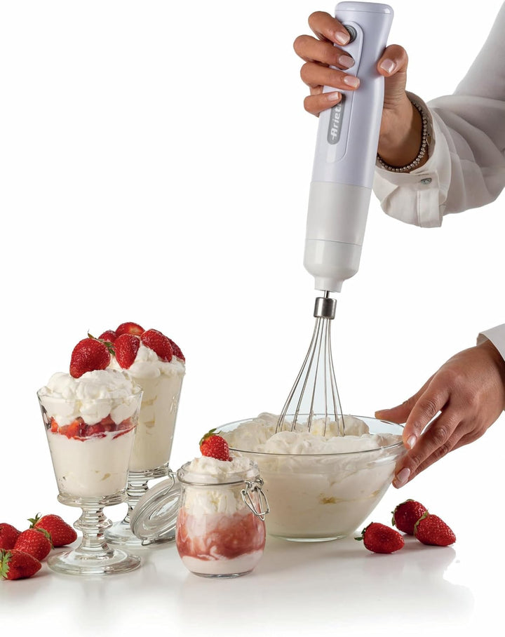 Ariete Breakfast 606 Stabmixer mit Zerkleinerer, Mini-Pürierstab mit 2 Geschwindigkeiten, Edelstahlk