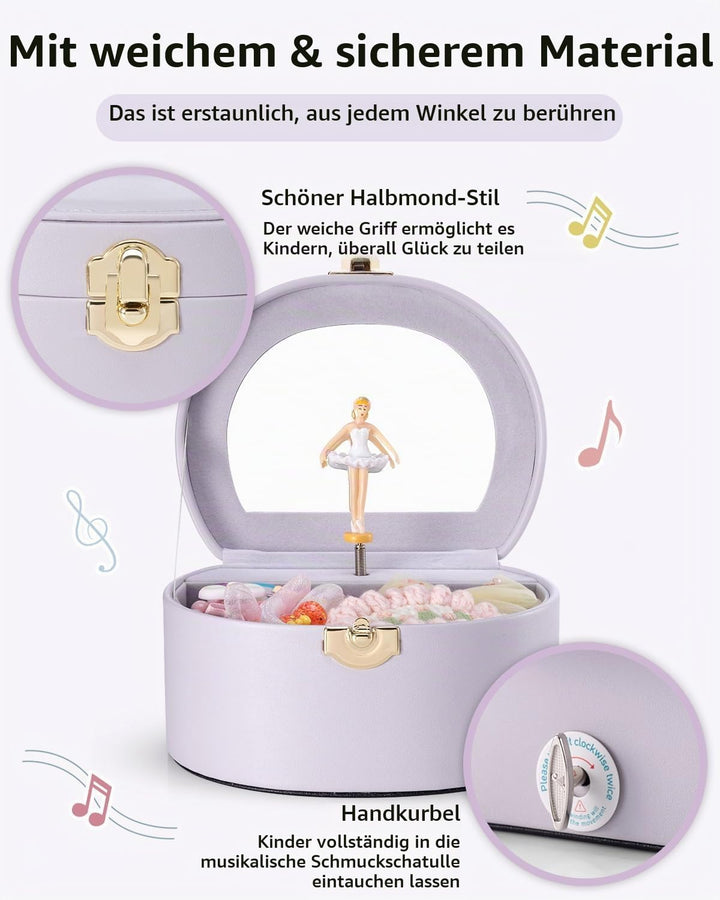 VLANDO Schmuckkästchen Mädchen,Schmuckkasten Kinder mit Drehendem Ballerina | Spielzeug Geschenk 4 5