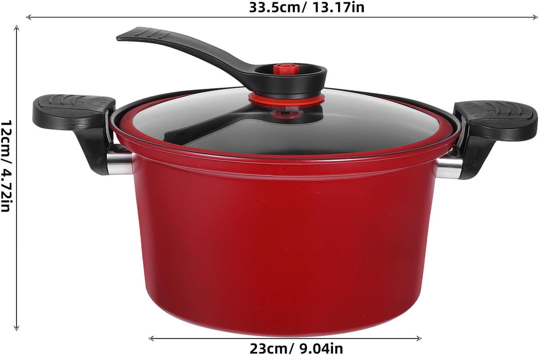 Niederdrucktopf 23cm mit Glasdeckel Mikrowellen Schnellkochtopf aus Bruchfestem Material Rutschfeste