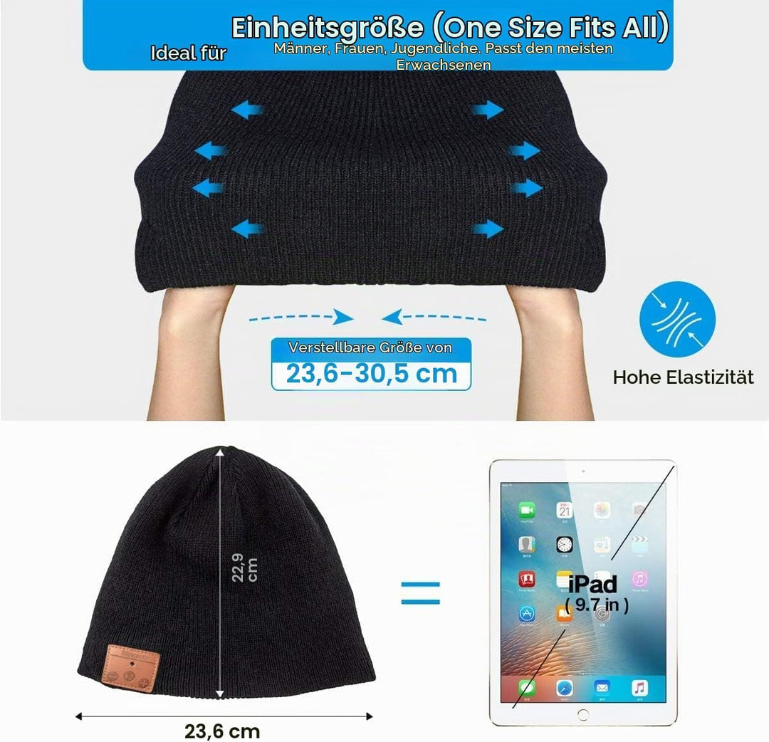 Bluetooth Beanie Mütze mit Kopfhörern Bluetooth Musik Hut Wireless Mütze Ausgestattet mit Bluetooth