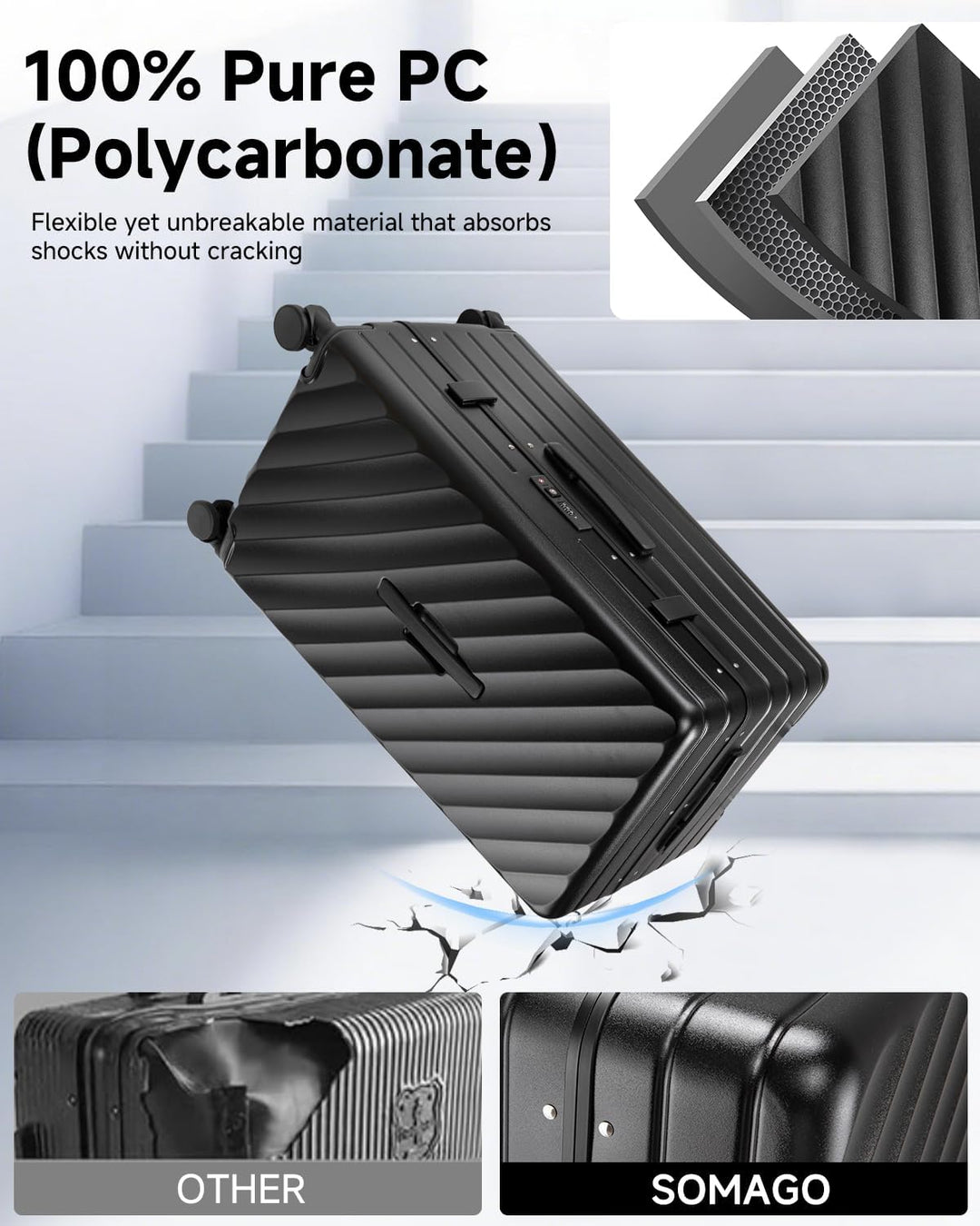 Sea choice Kofferset 2 Teilig Hartschale Trolley Handgepäck mit Laptopfach und Grosse Kapazität 30in