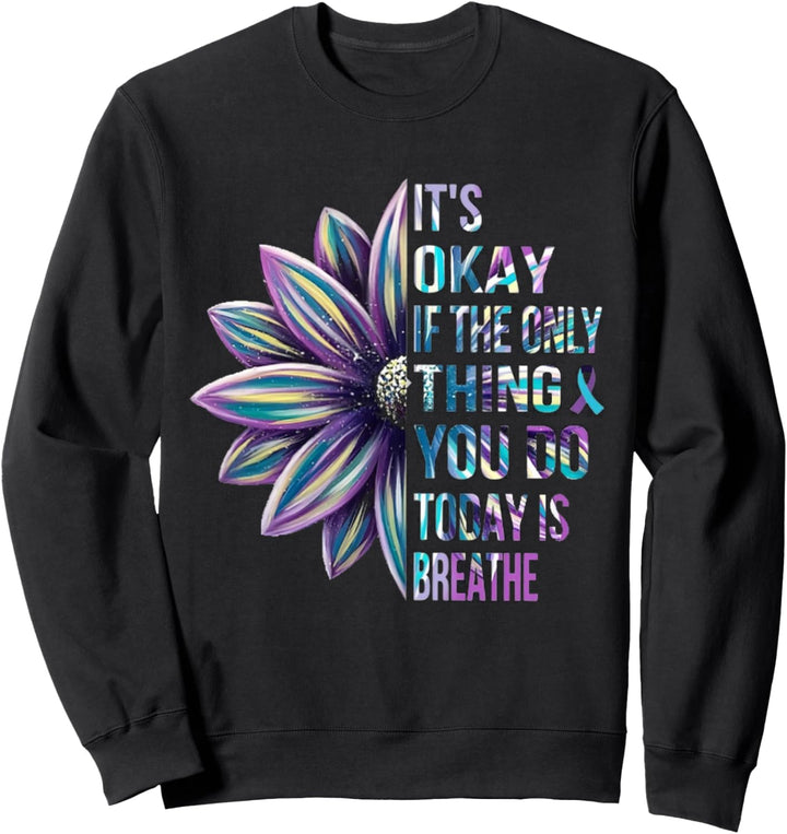 Suicide Prevention Awareness It's Okay Floral Ribbon Kids Sweatshirt