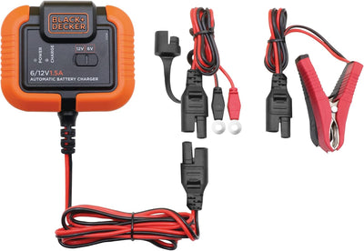 BLACK+DECKER 201868 Batterieladegerät 6/12V – 1.5A Auto-Motorad, ladungserhaltung Automatisch 6-12V