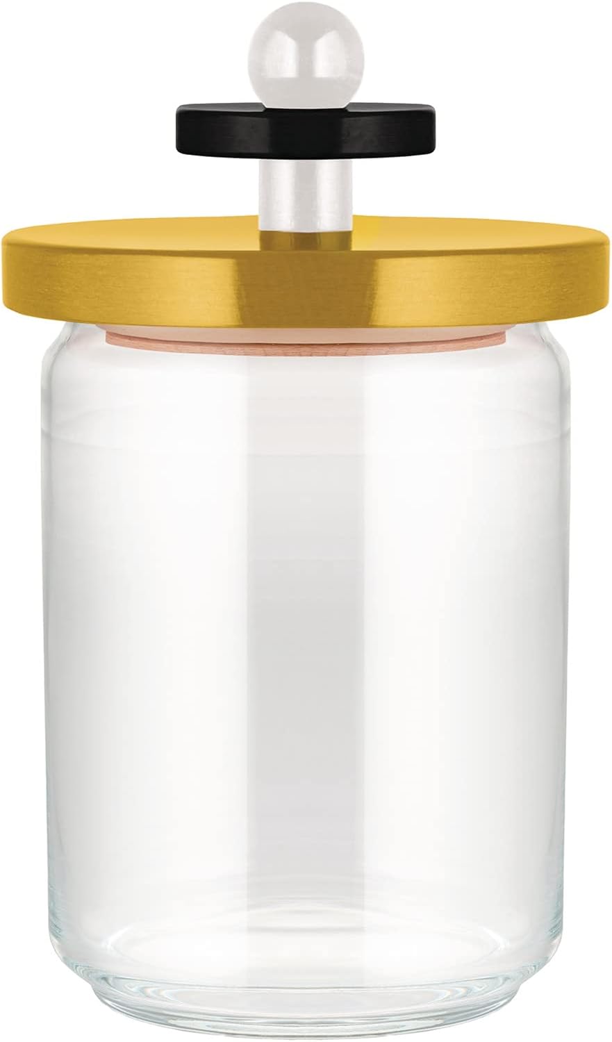 Alessi ES16/100 1 Twergi Küchendose aus Glas mit abgedichtetem Deckel aus Lindenholz, 100 Values Col
