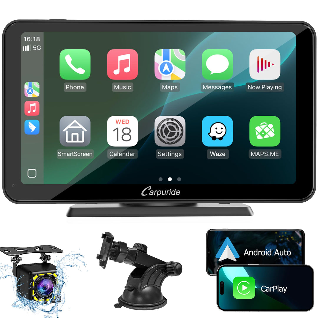 CARPURIDE Wireless CarPlay Android Auto, 7" HD Touchscreen Kabellos Car Stereo, Autoradio mit GPS Na