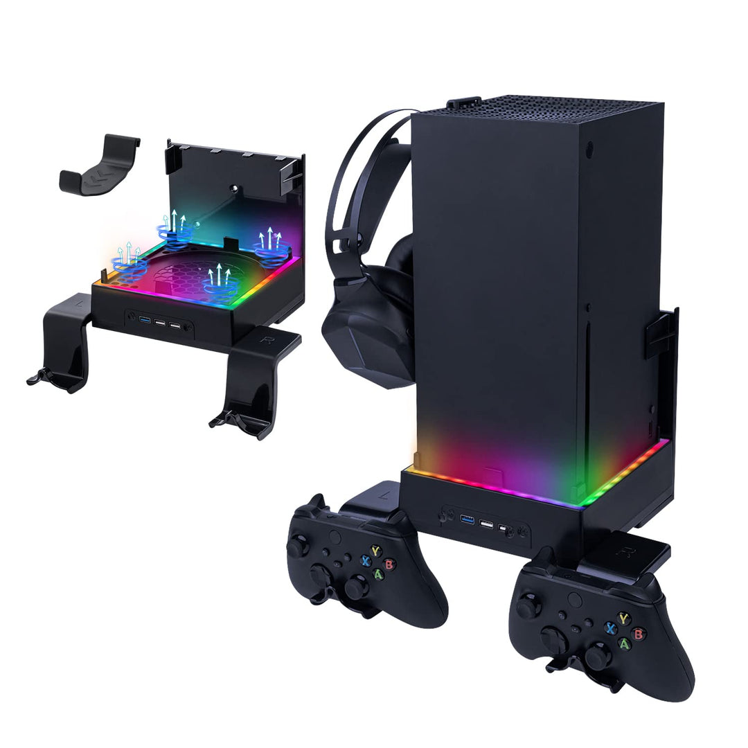 Mcbazel Xbox Series X Wandhalterung mit Kühler, RGB-LED-Kühlsystem Halterung mit einstellbaren Gesch