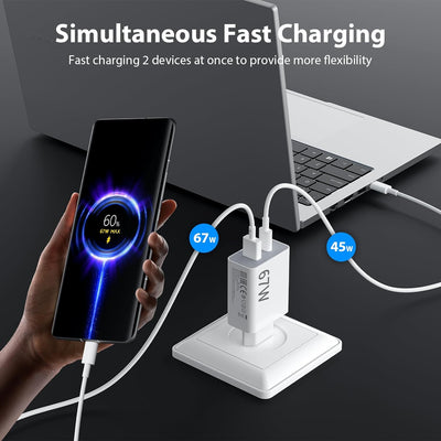 67W Turbocharge Ladegerät mit USB C Ladekabel für Xiaomi,2 Port 45W USB C Ladegerät USB Netzteile Sc