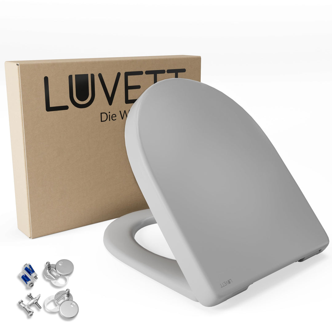 LUVETT® WC-Sitz mit Absenkautomatik D140 D-Form Soft Close® & TakeOff EasyClean Abnahme, hygienisch
