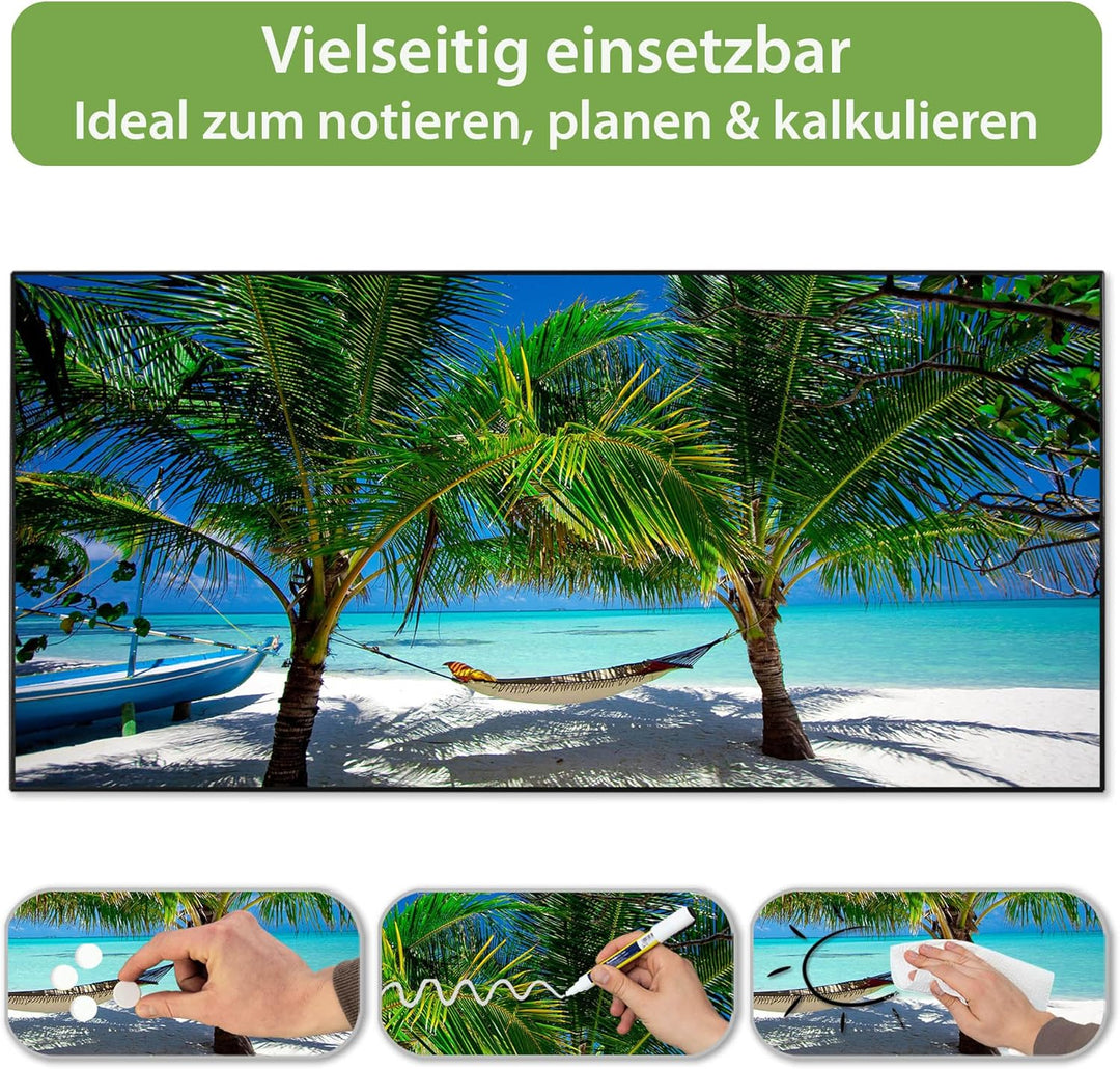 banjado Magnettafel schwarz 78 x 37cm / Magnetwand Metall/Magnetpinnwand als Memoboard/Pinnwand Magn