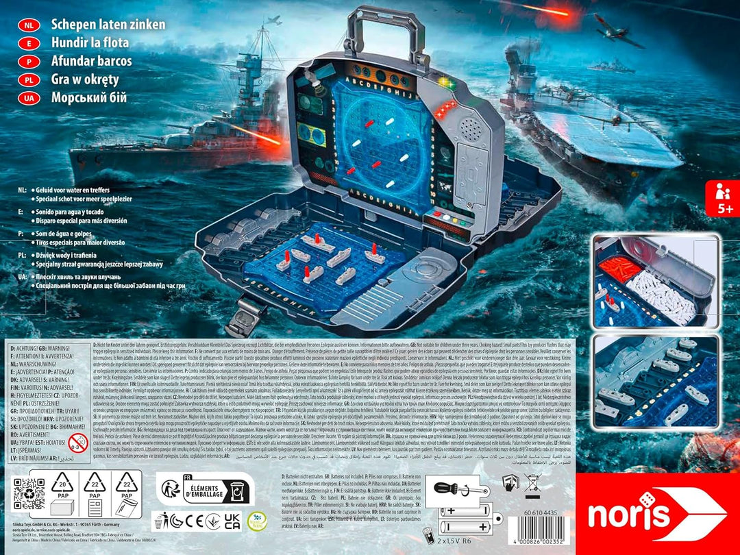 noris 606104435 Schiffe Versenken Light & Sound-Aktionsspiel für Die ganze Familie-Spielzeug ab 5