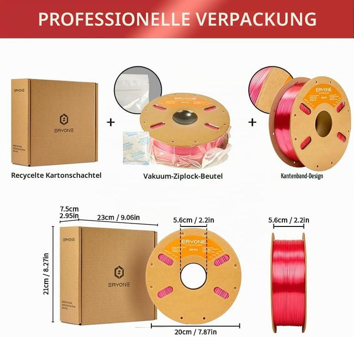 ERYONE Seiden PLA Filament 1.75mm, PLA Seiden Filament für 3D Drucker, 1.75mm +/- 0,03 mm, 1kg /Spul