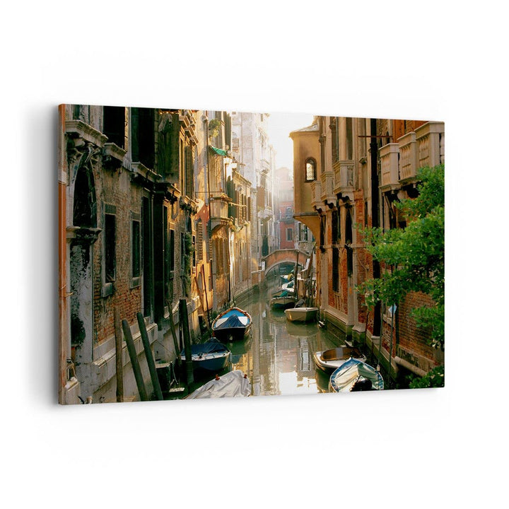 Bilder auf Leinwand 100x70cm Leinwandbild Venedig Brücke Wasser Haus Gross Wanddeko Bild Schlafzimme