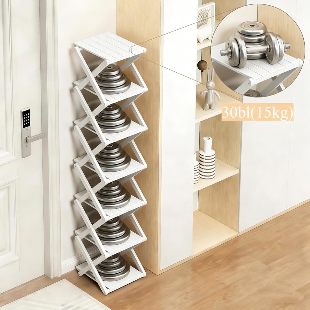 Bambus-Schuhregal – Keine Montage erforderlich, zusammenklappbarer Schuhhalter, multifunktionales Re