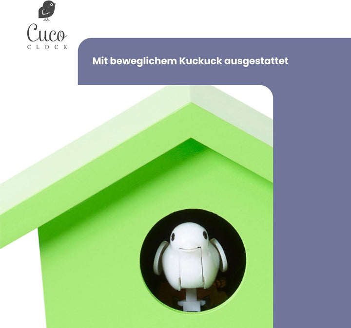 Cuco Clock Mini Kuckucksuhr HOCHHAUS, Wanduhr, Moderne Schwarzwalduhr, 17,0 × 12,4 × 9,0cm (LxBxH),