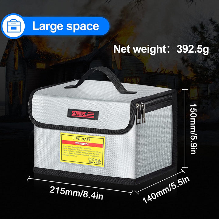 STARTRC Lipo Safe Bag Feuerfeste, explosionsgeschützte Tasche Grossraum-Lipo Akku Aufbewahrungsbox S