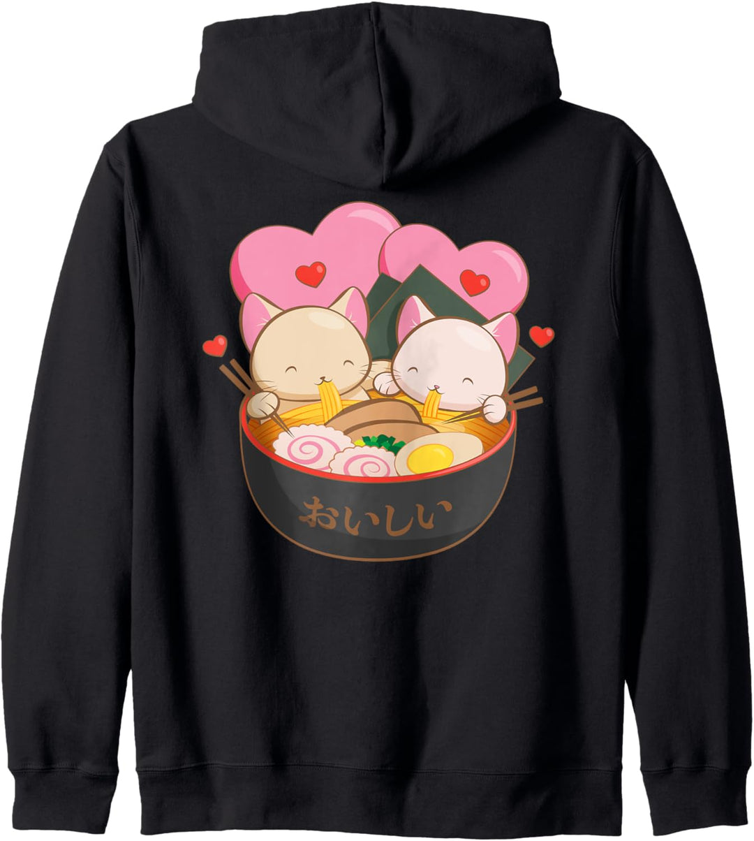Netter Liebes-Ramen und Katzen-Anime - Kawaii Ramen-Katze Kapuzenjacke