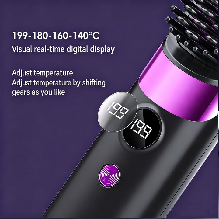 Glättbürste Kabellos, Stylingbürste für Kurze Haare, Haarbürste Elektrisch Damen, Haarglätter Bürste
