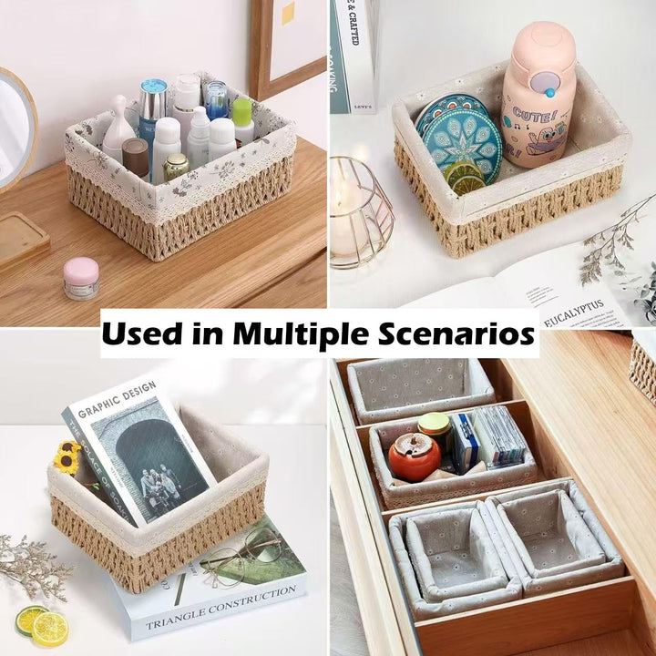 Aufbewahrungskorb Korb Geflochten, Körbe Aufbewahrung Bad Wickeltisch Organizer Flechtkorb 3er-Set,