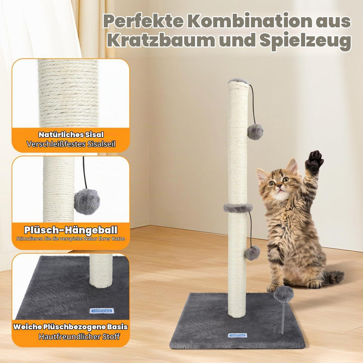 Nobleza Katzen-Kratzbaum, 80 cm Hoch Kratzsäule, Kratzstamm für mittelgrosse und grosse Katzen mit S