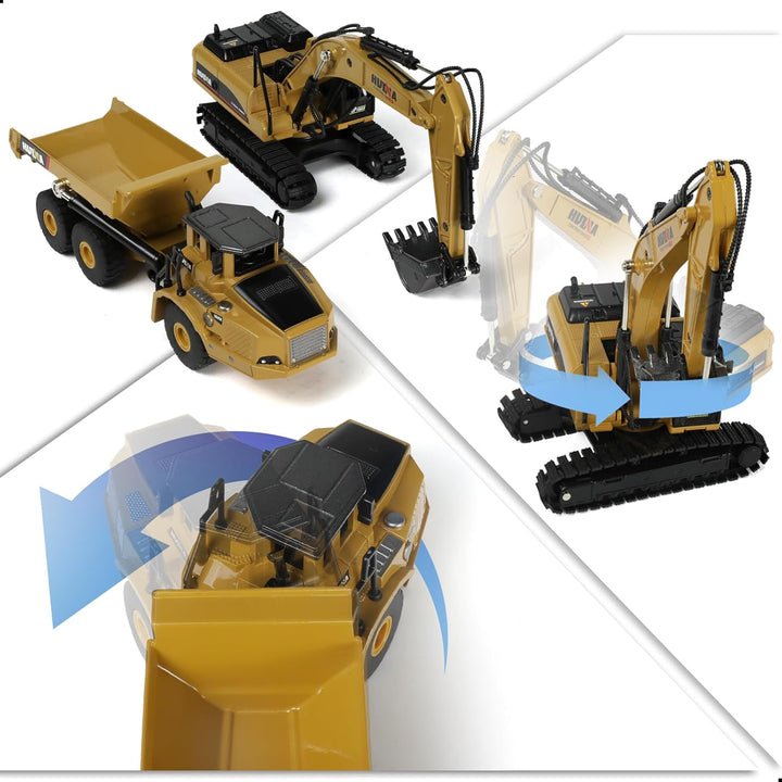 Kipplaster und Bagger Kit Spielzeug, /Metall 1:50 Kipper LKW Dump Truck Lastwagen Spielzeug Baustell