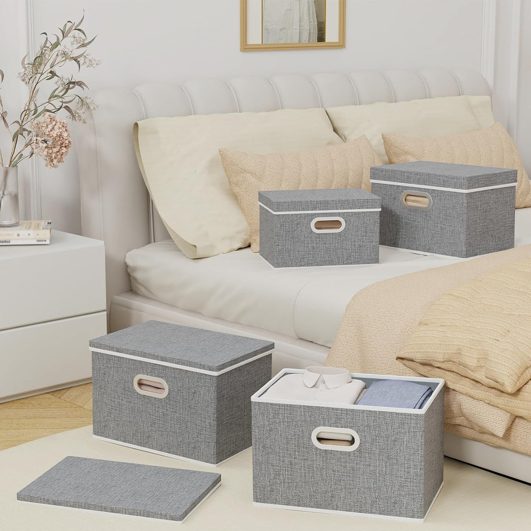 Yawinhe Aufbewahrungsboxen mit Deckel, Faltbare Aufbewahrungsbox, Stoffboxen, Waschbare, für Schlafz