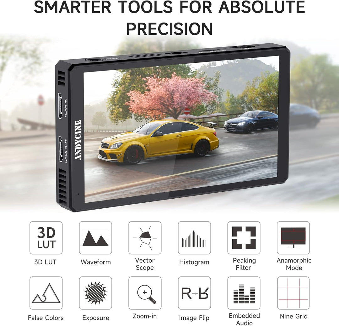 ANDYCINE C6R 6 Zoll Touchscreen Kamera DSLR Filed Monitor mit USB 2.0 Recorder 3D LUT Wellenform 4K