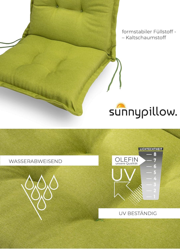 sunnypillow Stuhlauflagen Niedriglehner 100 x 50 (2er Set) - Gartenstuhlauflage Extra Dicke 9 cm - A